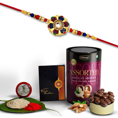 Rakhi (K1_550_AS) & Assorted Chocolate Dryfruits 96gm, Rakhi for brother with gift, Rakhi with chocolate, rakhi combo for brother, Set of 1 Rakhi, Chocolate