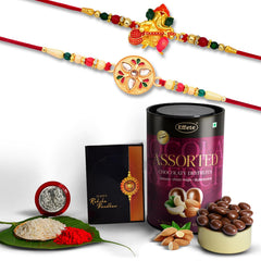 Rakhi (K2_508+511_AS) & Assorted Chocolate Dryfruits 96gm| Rakhi for brother with gift | Fancy Rakhis for men stylish |rakhi combo for brother | Set of 2 Rakhi |  Chocolate|
