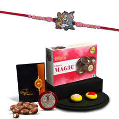 Rakhi Combo (K1_881_CM32) &  Chocolate Magic 32gm with Pooja Coin & Greeting Card, rakhi for kids boy, kids rakhi with gift, rakhi with gift for kids, Rakhi with chocolate, rakhi for kids, rakhi for brother kids, rakhi set of 1
