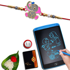 Baby Elephant Cartoon Rakhi Combo with  LCD Writing Pad/Tablet for Kids (K1_310_1360)