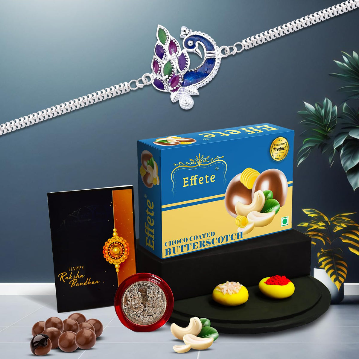 Rakhi (K1_A8_BS32) & Chocolate Butter Scotch 32gm| Rakhi for brother with gift | Fancy Rakhis for men stylish |rakhi combo for brother | Set of 1 Rakhi | Chocolate|