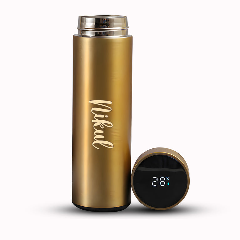 0726 Customized/Personalized Stainless Steel Smart Water Bottle with Smart LCD Temperature Touch Screen | Gifting Custom Name Water Bottle | Gifts for Boyfriend/Girlfriend/Employee | 500ML