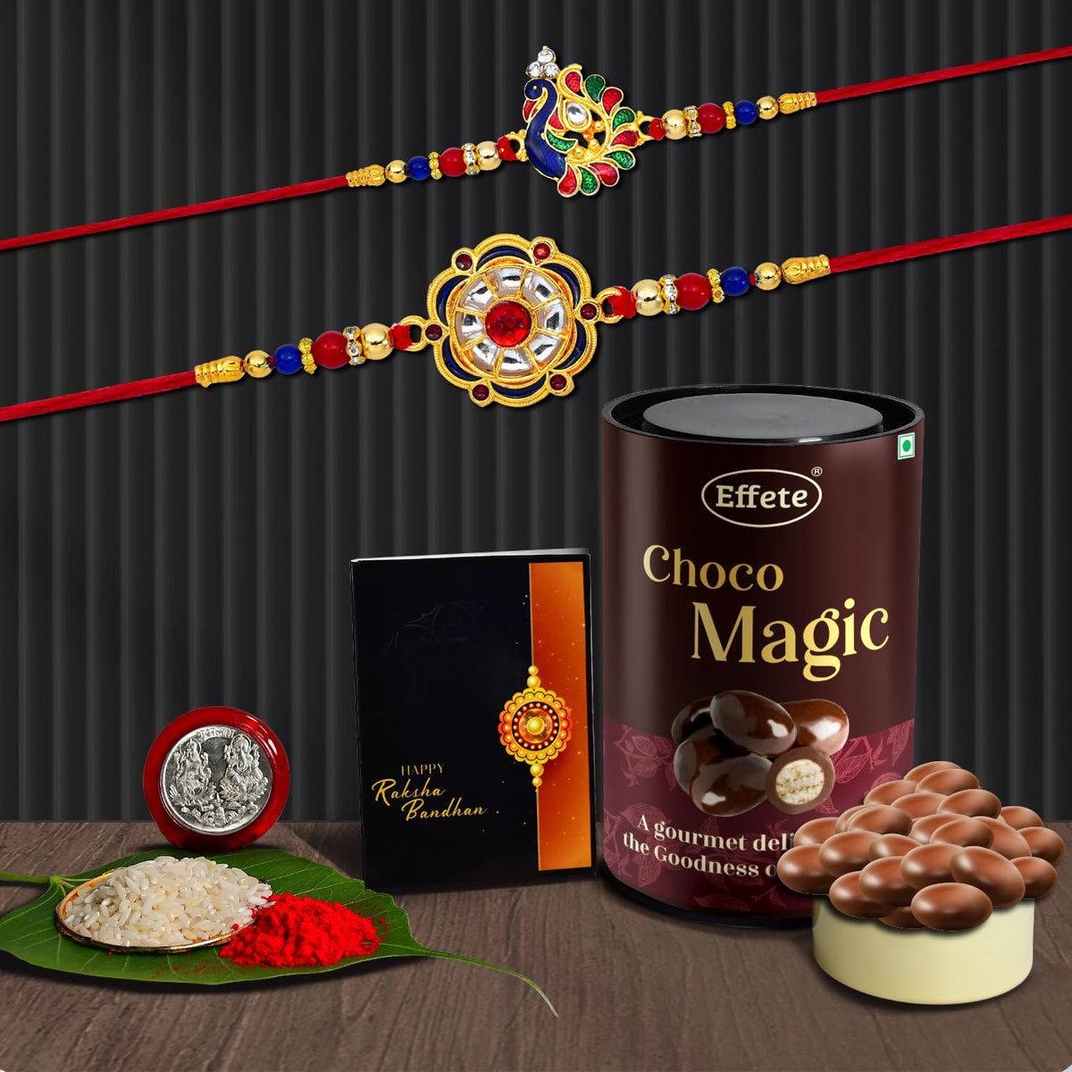 Floral Design Rakhi For Brother | Mor Rakhi | Peacock Rakhi | Royal Peacock Rakhi (K2_12+13_CM)