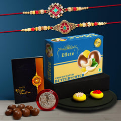 Rakhi (K2_418+419_BS32) & Chocolate Butter Scotch 32gm | Rakhi Combo with card and chocolate | chocolates gift | Rakhi & Chocolate for brother | rakhi with gift | Set of 2 Rakhi