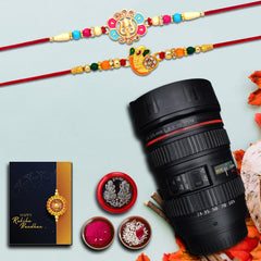 Rakhi Combo (K2_279+282_YTM) Plastic, Unbrekable Tea/Milk/Coffee Mug with Pooja Coin & Greeting Card, Rakhi Set, Rakhi Mug, Rakhi for Brother with Mug,