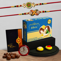 Rakhi (K2_547+548_BS32) & Chocolate Butter Scotch 32gm| Rakhi for brother with gift | handmade rakhi |rakhi combo for brother | stylish rakhi for brother | Set of 2 Rakhi |