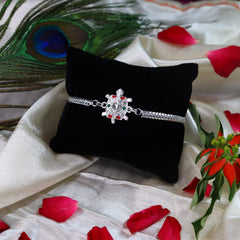 Rakhi for Brother Set of 1 with Dish, Silver Coin & Greeting Card, Rakhi for Brother and Bhabhi, Rakhi with Gift for Brother, Rakhi for Kids, Rakhi Set, Rakhi Combo (K1_A6_AA3)