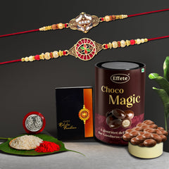 Rakhi (K2_427+428_EM) & Chocolate Magic, Rakhi & Chocolate for brother, Rakhi with chocolate, rakhi with gift, Rakhi Combo, Set of 2 Rakhi, Chocolate