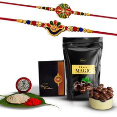 Rakhi (K2_304+313_SM) & Choco Magic (Pouch)| Rakhi for brother with gift | Rakhi with chocolate |rakhi combo for brother | Set of 2 Rakhi | Chocolate|