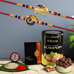 Rakhi (K2_320+321_AS) & Assorted Chocolate Dryfruits 96gm | Rakhi Combo with card and chocolate | chocolates gift | Rakhi & Chocolate for brother | rakhi with gift | Set of 2 Rakhi