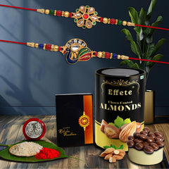 Rakhi For Brother Set Of 2 with Assorted Chocolate Dryfruits 96gm, Rakhi For Brother And Bhabhi, Rakhi With Chocolate, Rakhi For Kids, Rakhi With Sweets (K2_555+556_AS)