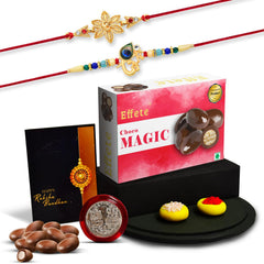 Rakhi (K2_433+438_CM32) & Chocolate Magic 32gm, Rakhi Combo with card and chocolate, chocolates gift pack, Rakhi & Chocolate for brother, rakhi with gift, Set of 2 Rakhi