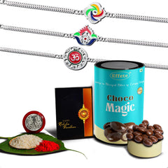(K3_C8+C9+C10_CM) Rakhi Combo with Chocolate Magic, Rakhi & Chocolate for brother, Fancy Rakhis for men stylish, rakhi with gift, Rakhi Combo, Set of 3,  Chocolate