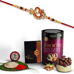Rakhi (K1_552_AS) & Assorted Chocolate Dryfruits 96gm, Rakhi Combo with card and chocolate, chocolates gift pack, Rakhi & Chocolate for brother, rakhi with gift, Set of 1 Rakhi