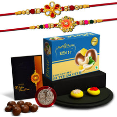 Rakhi (K2_322+323_BS32) & Chocolate Butter Scotch 32gm| Rakhi for brother with gift | Fancy Rakhis for men stylish |rakhi combo for brother | Set of 2 Rakhi | Chocolate|