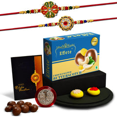 Rakhi (K2_299+304_BS32) & Chocolate Butter Scotch 32gm | Rakhi Combo with card and chocolate | chocolates gift | Rakhi & Chocolate for brother | rakhi with gift | Set of 2 Rakhi