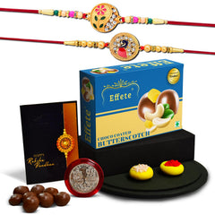 Rakhi (K2_431+507_BS32) & Chocolate Butter Scotch 32gm| Rakhi for brother with gift | Fancy Rakhis for men stylish |rakhi combo for brother | Set of 2 Rakhi | Chocolate|
