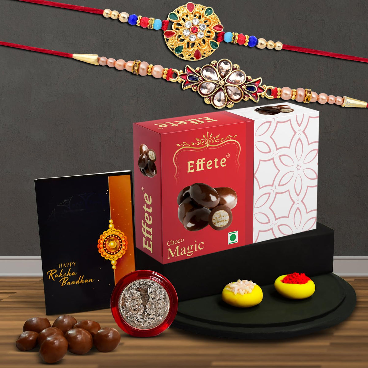 (K2_429+430_EM32) Rakhi Combo with Chocolate Magic 32gm, Rakhi & Chocolate for brother, Rakhi with chocolate, rakhi with gift, Rakhi Combo, Set of 2 Rakhi, Chocolate