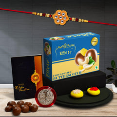 Rakhi (K1_531_BS32) & Chocolate Butter Scotch 32gm, Rakhi & Chocolate for brother, Rakhi with chocolate, rakhi with gift, Rakhi Combo, Set of 1 Rakhi, Chocolate