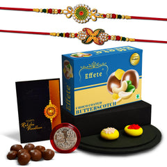 Rakhi (K2_547+548_BS32) & Chocolate Butter Scotch 32gm| Rakhi for brother with gift | handmade rakhi |rakhi combo for brother | stylish rakhi for brother | Set of 2 Rakhi |