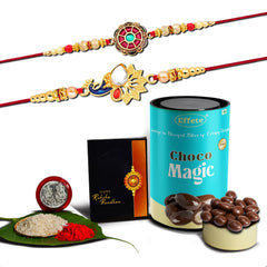 (K2_414+415_CM) Rakhi Combo with Chocolate Magic | Rakhi for brother with gift | Fancy Rakhis for men stylish |rakhi combo for brother | Set of 2 Rakhi | Chocolate |