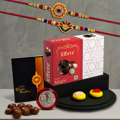 Rakhi (K2_313+314_EM32) & Chocolate Magic 32gm, Rakhi & Chocolate for brother, Rakhi with chocolate, rakhi with gift, Rakhi Combo, Set of 2 Rakhi, Chocolate