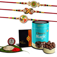 Rakhi (K3_546+547+548_CM) & Chocolate Magic | Rakhi Combo with card and chocolate | chocolates gift | Rakhi & Chocolate for brother | rakhi with gift | Set of 3 Rakhi