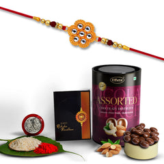 Rakhi (K1_531_AS) & Assorted Chocolate Dryfruits 96gm, Rakhi & Chocolate for brother, Rakhi with chocolate, rakhi with gift, Rakhi Combo, Set of 1 Rakhi, Chocolate