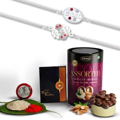 Rakhi (K2_A44+A45_AS) & Assorted Chocolate Dryfruits 96gm| Rakhi for brother with gift | Fancy Rakhis for men stylish |rakhi combo for brother | Set of 2 Rakhi |  Chocolate|