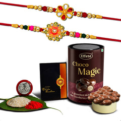 Flower Design Rakhi For Brother Set Of 1, Chocolate with Rakhi (K2_322+323_EM)
