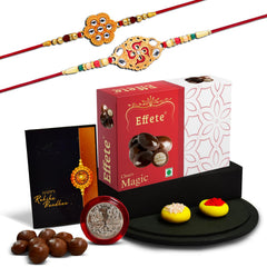 Rakhi (K2_528+531_EM32) & Chocolate Magic 32gm| Rakhi for brother with gift | handmade rakhi |rakhi combo for brother | stylish rakhi for brother | Set of 2 Rakhi |