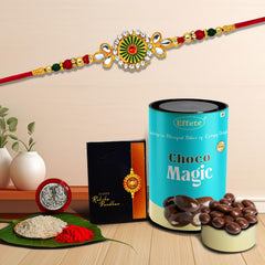 (K1_532_CM) Rakhi Combo with Chocolate Magic | stylish rakhi for brother | Rakhi & Chocolate for brother | rakhi brother | rakhi with gift | handmade rakhi | Set of 1