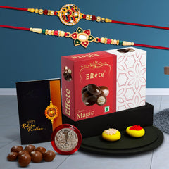 OM Rakhi for Brother | Flower Rakhi for Brother | Rakhi for Brother with Chocolate Magic 32gm (K2_271+272_EM32)