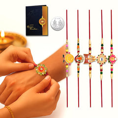 Special Rakhis For Brothers With Religious Symbols Pack Of 5 Designer Rakhis For Brothers Best Rakhi Combo For Brothers Attractive Rakhi Set Of 5 - Perfect For Siblings