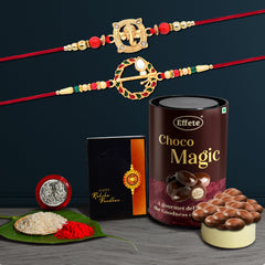 Rakhi (K2_560+908_EM) & Chocolate Magic | Rakhi for brother with gift | Fancy Rakhis for men stylish |rakhi combo for brother | Set of 2 Rakhi |  Chocolate|