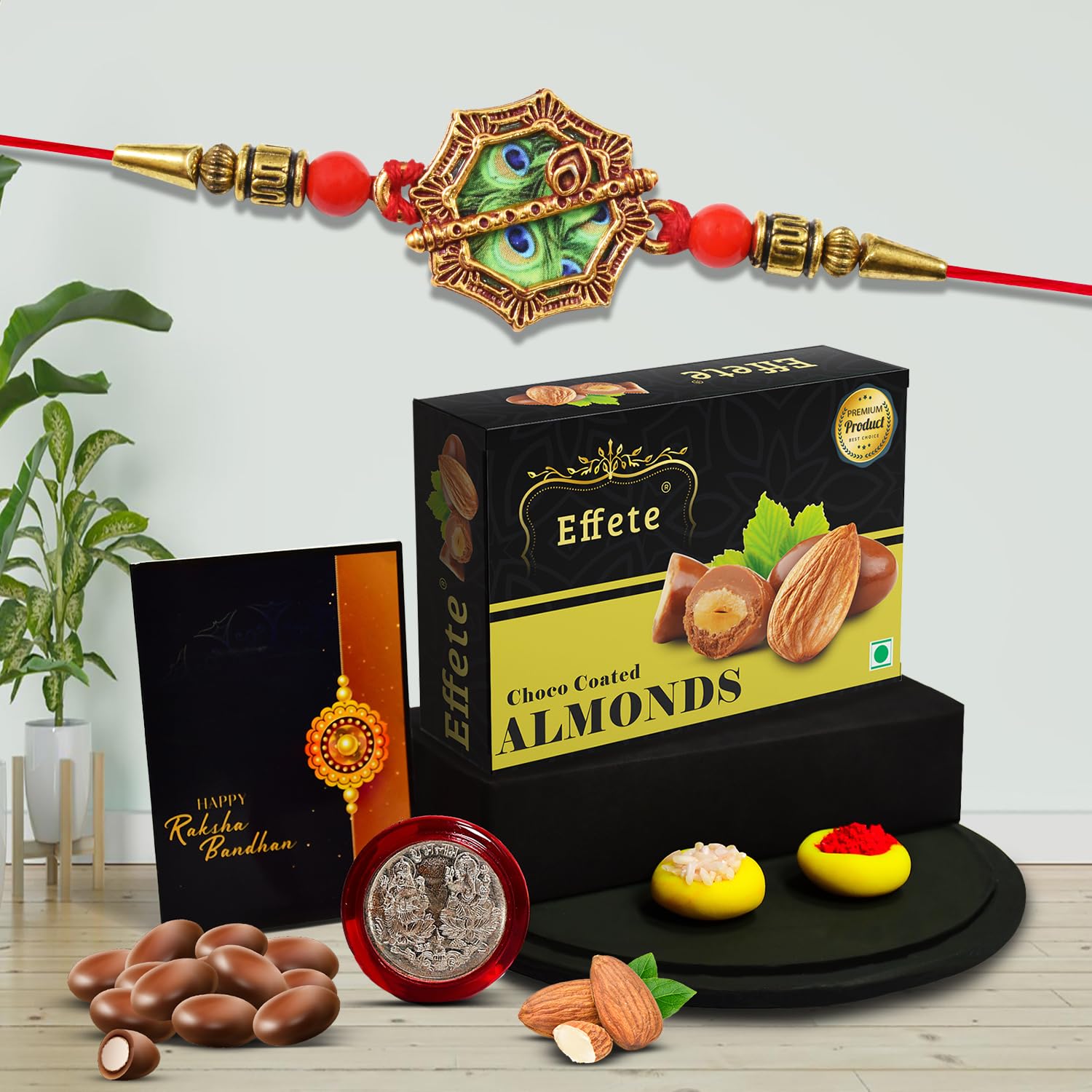 Rakhi For Brother Set Of 1 with Silver Color Pooja Coin (K1_547_CA32)