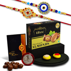 Rakhi (K2_515+516_CA32) & Chocolate Almonds 32gm| Rakhi for brother with gift | Fancy Rakhis for men stylish |rakhi combo for brother | Set of 2 Rakhi |  Chocolate|