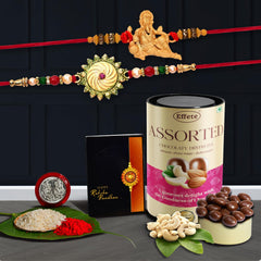 Rakhi (K2_264+355_CRM96) & Chocolate Emperor (CRM) | Rakhi Combo with card and chocolate | chocolates gift | Rakhi & Chocolate for brother | rakhi with gift | Set of 2 Rakhi