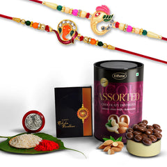 Rakhi (K2_251+258_AS) & Assorted Chocolate Dryfruits 96gm, Rakhi & Chocolate for brother, Rakhi with chocolate, rakhi with gift, Rakhi Combo, Set of 2 Rakhi, Chocolate