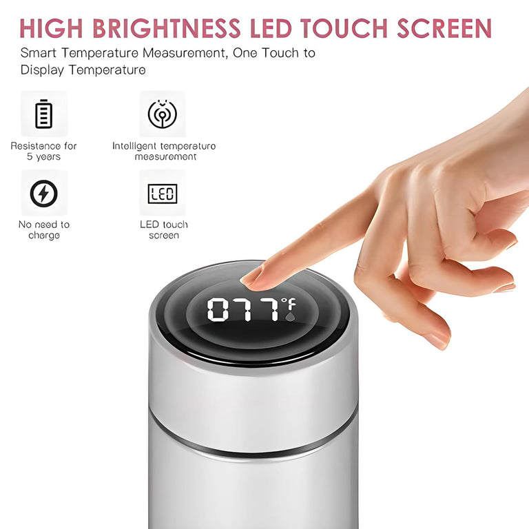 0726 Customized/Personalized Stainless Steel Smart Water Bottle with Smart LCD Temperature Touch Screen | Gifting Custom Name Water Bottle | Gifts for Boyfriend/Girlfriend/Employee | 500ML