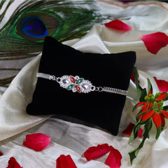 Rakhi for Brother Set of 1 with Dish, Silver Coin & Greeting Card, Rakhi for Brother and Bhabhi, Rakhi with Gift for Brother, Rakhi for Kids, Rakhi Set, Rakhi Combo (K1_A2_AA3)