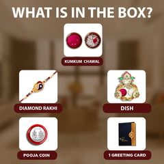 Rakhi for Brother Set of 1 with Dish, Silver Coin & Greeting Card, Rakhi for Brother and Bhabhi, Rakhi with Gift for Brother, Rakhi for Kids, Rakhi Set, Rakhi Combo (K1_534_AA3)