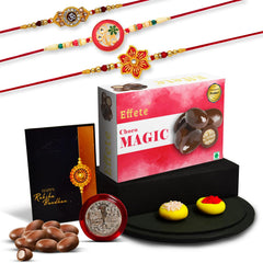 Rakhi (K3_517+518+522_CM32) & Chocolate Magic 32gm, Rakhi & Chocolate for brother, Rakhi with chocolate, rakhi with gift, Rakhi Combo, Set of 3 Rakhi,  Chocolate