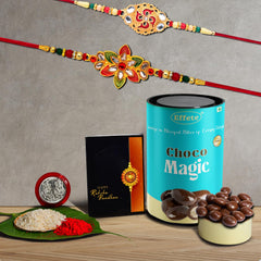 Rakhi (K2_526+528_CM) & Chocolate Magic, Rakhi & Chocolate for brother, Rakhi with chocolate, rakhi with gift, Rakhi Combo, Set of 2 Rakhi,  Chocolate