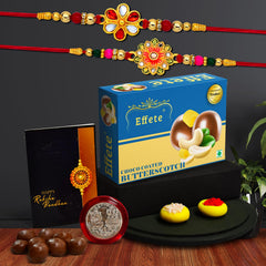 Rakhi (K2_322+323_BS32) & Chocolate Butter Scotch 32gm| Rakhi for brother with gift | Fancy Rakhis for men stylish |rakhi combo for brother | Set of 2 Rakhi | Chocolate|