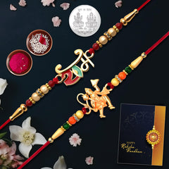 Unisex-Adult Rakhi (K2_546+556) Pooja Coin & Rakhi Card, Rakhi For Brother & Bhabhi, Rakhi For Brother, Silver Rakhi For Brother, Lumba Rakhi For Bhabhi, Bhai Bhabhi Rakhi Set Of 1