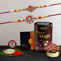Rakhi (K2_418+419_EM) & Chocolate Magic | Rakhi Combo with card and chocolate | chocolates gift | Rakhi & Chocolate for brother | rakhi with gift | Set of 2 Rakhi