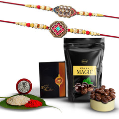 (K2_420+421_SM) Rakhi Combo with Choco Magic (Pouch), Rakhi & Chocolate for brother, Fancy Rakhis for men stylish, rakhi with gift, Rakhi Combo, Set of 2, Chocolate