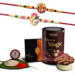 (K2_251+258_EM) Rakhi Combo with Chocolate Magic, Rakhi & Chocolate for brother, Rakhi with chocolate, rakhi with gift, Rakhi Combo, Set of 2 Rakhi, Chocolate