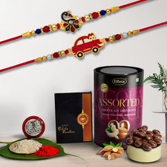 Rakhi (K2_315+316_AS) & Assorted Chocolate Dryfruits 96gm| Rakhi for brother with gift | handmade rakhi |rakhi combo for brother | stylish rakhi for brother | Set of 2 Rakhi |